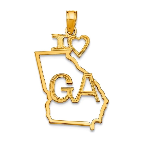 10k Gold Solid Georgia State Pendant Necklace Pendant for Women - .6 Grams