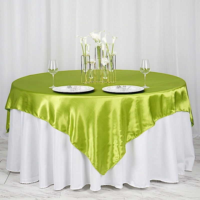 Balsacircle 5 Pcs 72x72 Inch Apple Green Square Tablecloth Satin