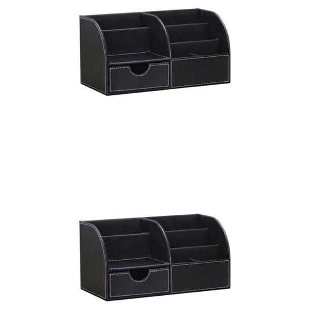 Organizador de escritorio de cuero Sidaley tipo cajonera funda cuadrada 2Conjunto Negro