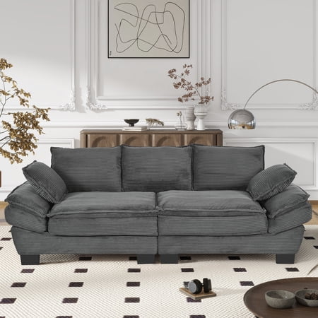 Modern Sofa, 85.4" Red Fabric, for Living Room, Apartment