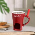 thumbnail image 6 of AuroraX Fondue Mug with fork Cute Novelty Ceramic Travel Personal Chocolate Fondue Mug with Handle Funny Cup Birthday Gifts for Women Men Office Coworkers(Red), 6 of 6
