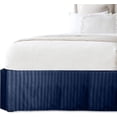 thumbnail image 2 of Elegant Comfort 1-Piece Striped Bed Skirt, 1500 Series, Stylish Design, Pleated for a Clean Look- Easy Care, Wrinkle and Stain Resistant, Stripe, Full, Navy Blue, 2 of 7