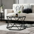 thumbnail image 2 of Costway Coffee Table Geometric Glass Modern W/Tempered Glass Top & Metal Legs Living Room, 2 of 10