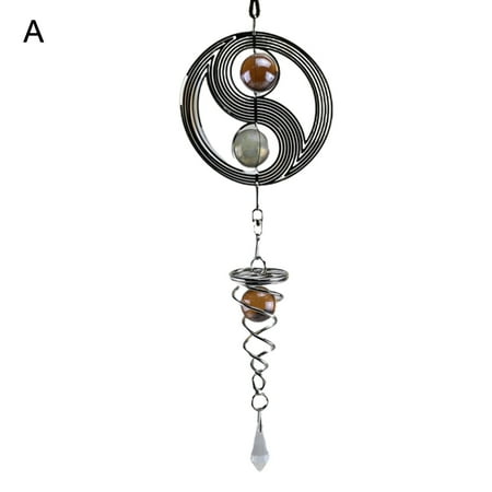

SONGBIRDTH Square Rhombus Rotating Metal Spiral Tail Ball Wind Chime Pendant Home Decor