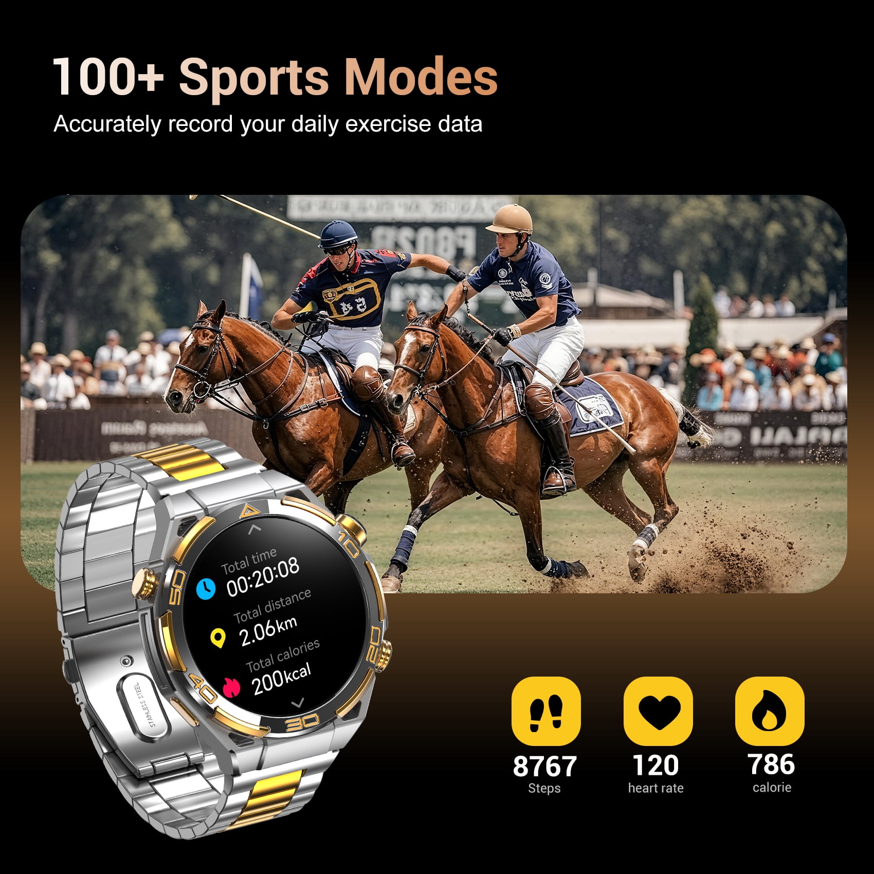 IOWODO Smart Watch for Men, 1.43" AMOLED Bluetooth Call & Answer, Fitness Tracker, 100+ Sport Modes, 900mAh, 1ATM Waterproof Compatible with Android iOS (Sliver)