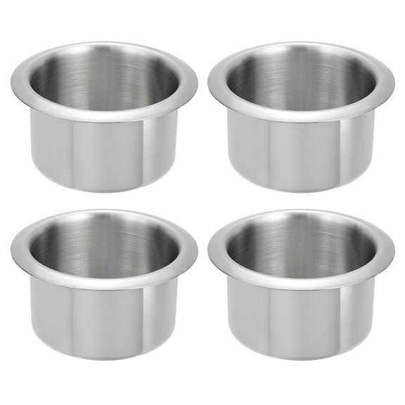 Uxcell 4 Pcs 201 Stainless Steel Drop-in Cup, 1.38" x 4.2" Drink Can Holder Poker Table Cup Holder Insert, Silver
