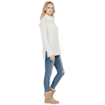 thumbnail image 3 of YEMAK Women's Cowl Neck High Low Hem Side Slit Pop-Corn Knit Casual Loose Oversized Tunic Sweater MK3650-IVR-S-BD, 3 of 5