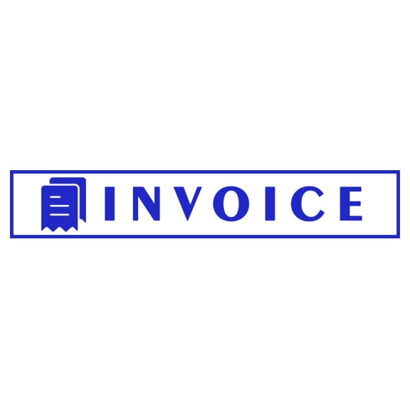 Printtoo Invoice Self Inking Rubber Stamp Pre-Inked Office Stamp- Home Office Business Stationery, Blue- 42 x 9 mm