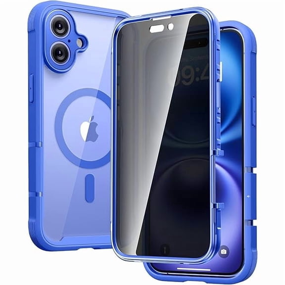 Eryueer Magnetic Designed for iPhone 16 Case, Full Body Rugged Case with Built-in Privacy Touch Sensitive Anti-Scratch Screen Protector, Upgraded [Full Camera Protection]