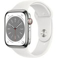 thumbnail image 1 of Restored Apple Watch Series 8 [GPS + Cellular 45mm] Silver Stainless Steel Case with White Sport Band (S/M) - Refurbished Fair, 1 of 6