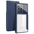 thumbnail image 1 of SaniMore for Samsung Galaxy S22 Ultra Case Transparent PC & Soft TPU Built-in Electroplated Lens Ring, Magnetic Flip Cover with Card Slot & Kickstand Shockproof Protective Shell, Blue, 1 of 10