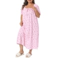 thumbnail image 7 of Agnes Orinda Women's Plus Size Nightgowns Sleepshirts Ruffle Trim Comfy Nightdress 4X Pink, 7 of 7