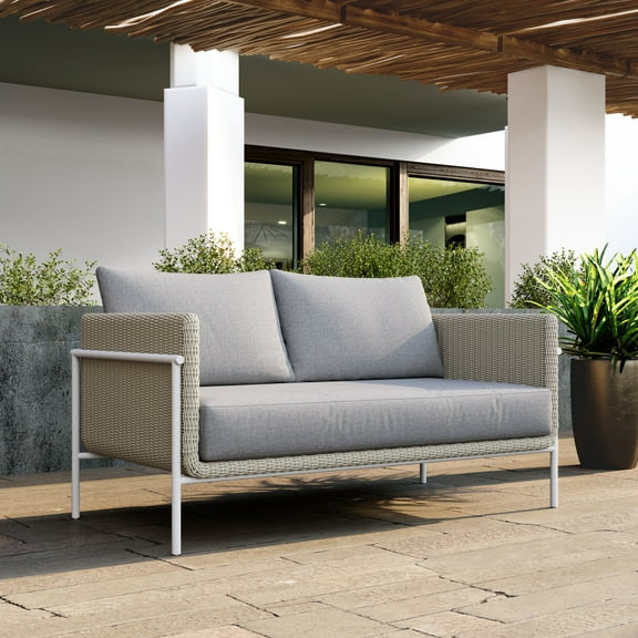 Frais Loveseat Gray Sofa, Modern Style, Seats up to 2, Aluminum, Outdoor Living