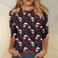 thumbnail image 1 of Ailaofu 3/4 Length Sleeve Women Tops Crew Neck Blouses Dressy Casual Summer T Shirts Loose Fit Business Work Clothes, 1 of 4