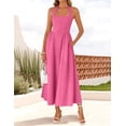 thumbnail image 2 of Vestido de verano ZESICA, sin mangas, halter, midi, rosa intenso, para mujer, 2 of 7