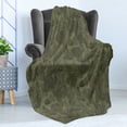 thumbnail image 4 of Hawaiian Colors Soft Flannel Fleece Blanket, Monochrome Camouflage Effect Inspired Scene of Tropical Plants, Cozy Plush for Indoor and Outdoor Use, 50" x 70", Army Green Slate Brown, by Ambesonne, 4 of 5
