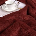 thumbnail image 4 of PiccoCasa Fluffy Fleece Blanket Lightweight Plush Throw Blanket for Couch Sofa Bed, Burgundy Queen(90" x 90"), 4 of 6