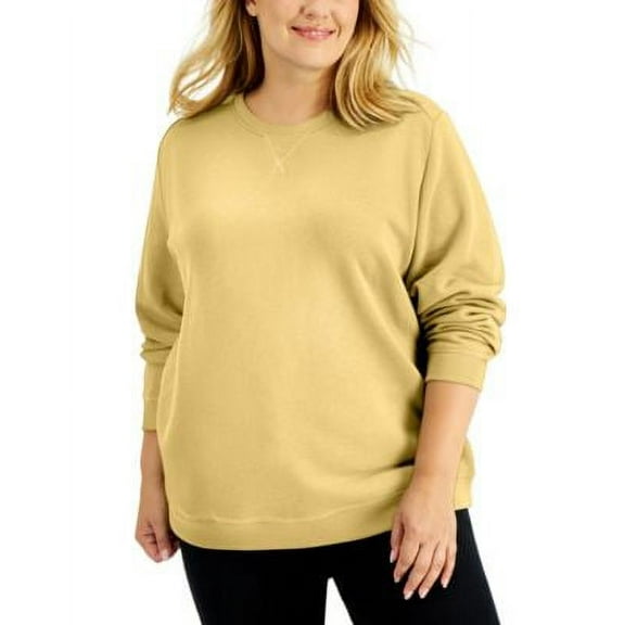 Karen Scott Plus Size Crewneck Sweatshirt Citron Aura 0X