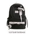 thumbnail image 2 of Aesthetic School Backpack with Lace Bow, Lace Trim School Backpack with Side Bowknot, Lightweight Computer Bag for Middle School College, Black, 2 of 8