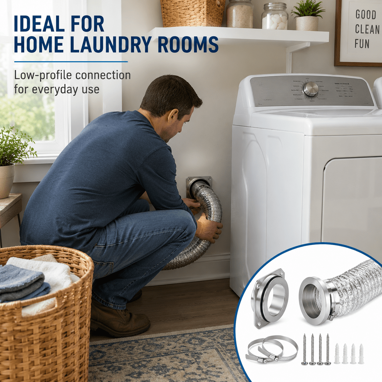 magnetic dryer vent connector kit for Laundry Room Appliances, Attach to dryer vent hose, Compatible with dryer vent cleaner kit