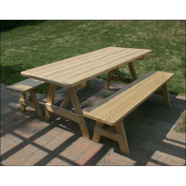 5' Treated Pine Traditional Picnic Table with 2 Benches