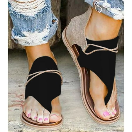 

Posh Gladiator Sandals For Women Thong Dressy T-Strap Orthotic Casual Comfort Flat Sandals Summer Shoes For Women Vintage Flip Flops