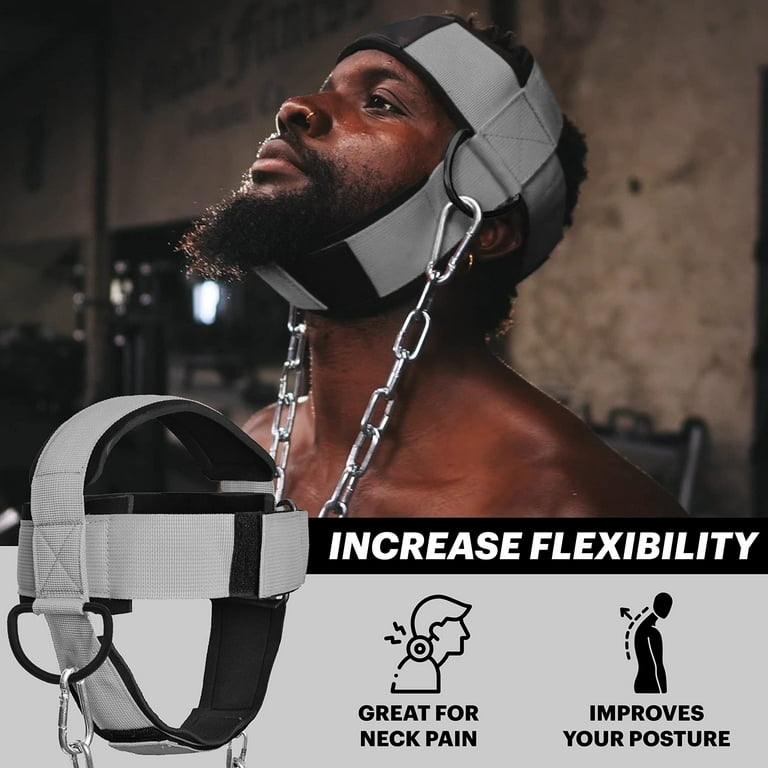 DMoose Neck Harness for Weight Lifting and Strength Training Resistance Exercise and Injury Recovery Gray