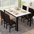 thumbnail image 2 of Stmoze Dining Room Table Set, Modern 5 Pieces Dining Table Sets with Leather Upholstered Chairs for 4, Faux Marble Rectangle Kitchen Table Set for Bar Living Room Breakfast Nook Small Space, White, 2 of 8
