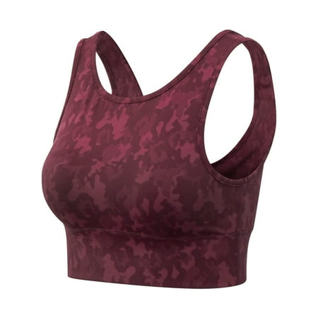 

Spdoo Womens Camouflage Jacquard Yoga Sports Bra Red L