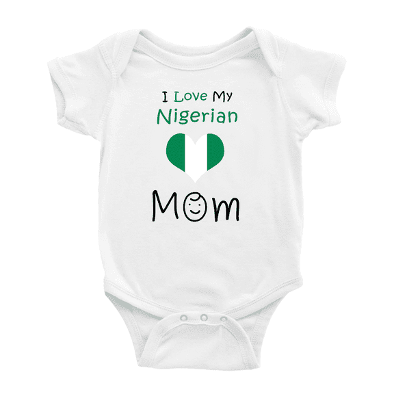 I Love My Nigerian Mom Cute Baby Romper Bodysuit For Boy Girl (White, 6-12 Months)