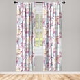 thumbnail image 3 of Ambesonne Tropical Curtains, Flamingos Grunge Flowers, Pair of 28"x63", Hot Pink Ivory Ecru, 3 of 5