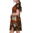 thumbnail image 2 of Balery Log Cabin Inside Vestidos sueltos de manga corta para mujer, vestidos de verano 2025, vestidos casuales de corte A con vuelo., 2 of 6