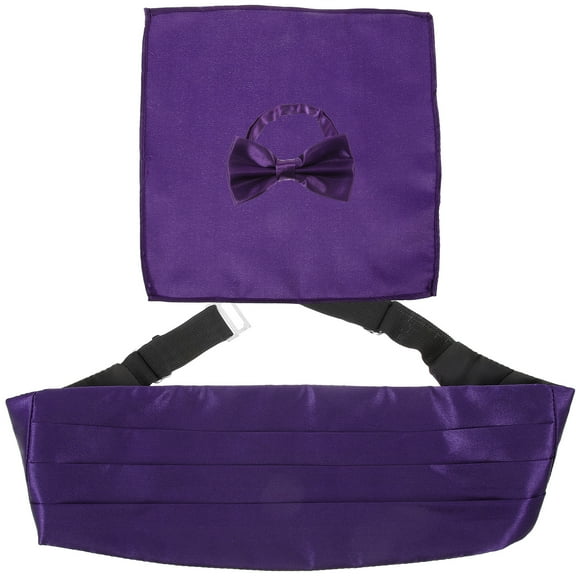 Men's Fashion Cummerbund Bow Tie and Handkerchief Set for Weddings, Parties, Proms, Formal Events, and Special Occasions
