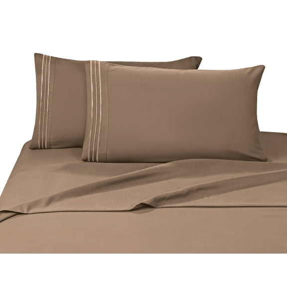 Elegant Comfort 4 Piece Bed Sheets Polyester California King Gray Solid 1500 Thread Count