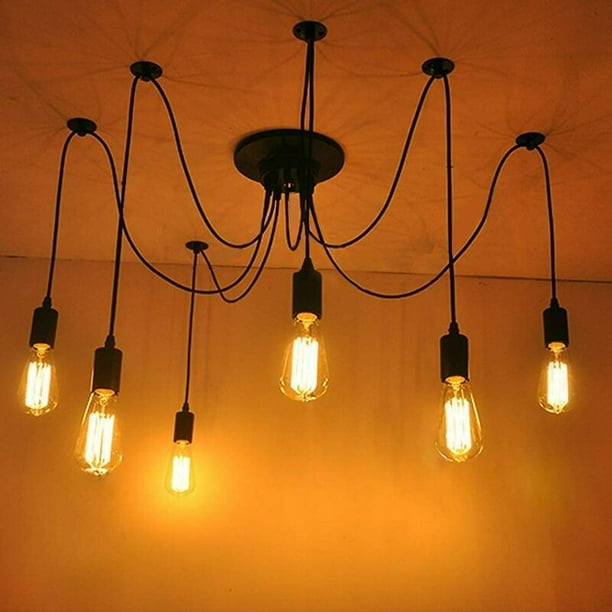 Retro Vintage Spider Chandelier Ceiling Light Black E27 Industrial