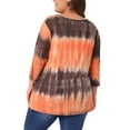 thumbnail image 4 of Agnes Orinda Women's Plus Size Tops Tie Dye Stripes V Neck 3/4 Sleeves Tunic Casual Blouses 3X Orange, 4 of 7
