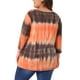 thumbnail image 3 of Tops de mujer de talla grande Agnes Orinda, con diseño de rayas de teñido anudado, cuello en V, mangas 3/4, blusas casuales 1X en color naranja, 3 of 6