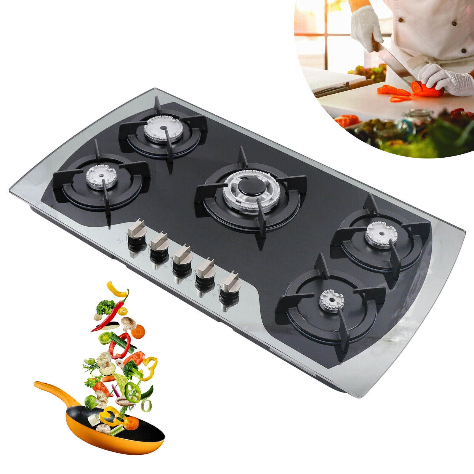 DENEST 5 Burner Gas Cooktop Built-In Stove NG/LPG Gas Hobs