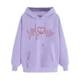 thumbnail image 2 of Mceream Valentines Day Chandails en Molleton à Capuche pour Femmes Mignons Pulls de Vacances à Paillettes Manches Longues Hauts Décontractés Col Rond Chandails en Molleton Grande Taille Vêtements Violet TG, 2 of 4