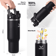 thumbnail image 6 of GEDUX 40oz Insulated Water Bottle with Straw, Stainless Steel Water Bottle with 2-in-1 Leakproof Lid (Straw & Auto Spout), Keeps Cold 24H Hot 12H, Leak Proof Water Bottle for Sports Travel, 6 of 6
