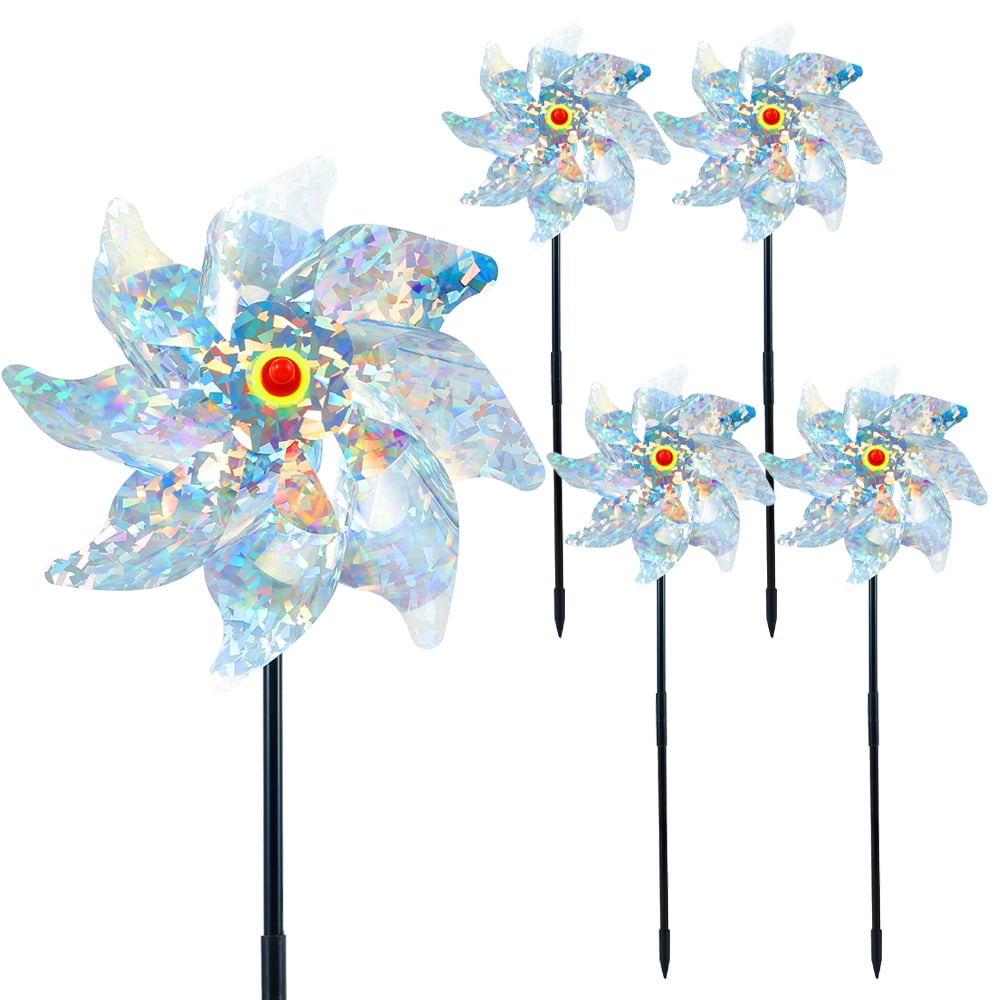 Miuline 5Pcs Pinwheels Bird Repellent Blinder Effectively Scare Birds