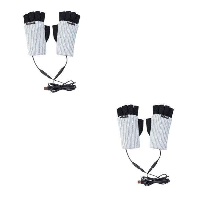 Cateissary Guantes sin dedos invierno portátil cálido mantenimiento recargable eléctrico calefacción desmontable interior mitones mano Protector gris claro 2piezas Cateissary CBP192723