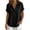 Black, variant on Women's Cotton Linen Tops Rolled Short Sleeve Half Button Collared Pleated T-Shirts Casual Loose Tunic Blouses