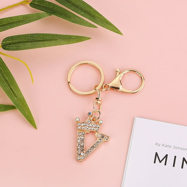 Stylish Metal Alphabet Letter Keychain Fashion Jewelry Accessory for Bags and Personal Items with Exquisite Encrusted Detailing