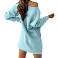 thumbnail image 3 of Babysbule Hoodless Sweatshirts for Women Solid Color Strapless Streetpullover Cotton Sweater Dress Capless Sweater Tops, 3 of 6