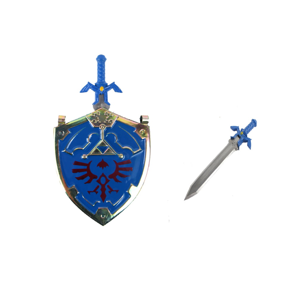 The Legend of Zelda Hylian Shield & Link Master Sword Necklace Blue 25" NIB