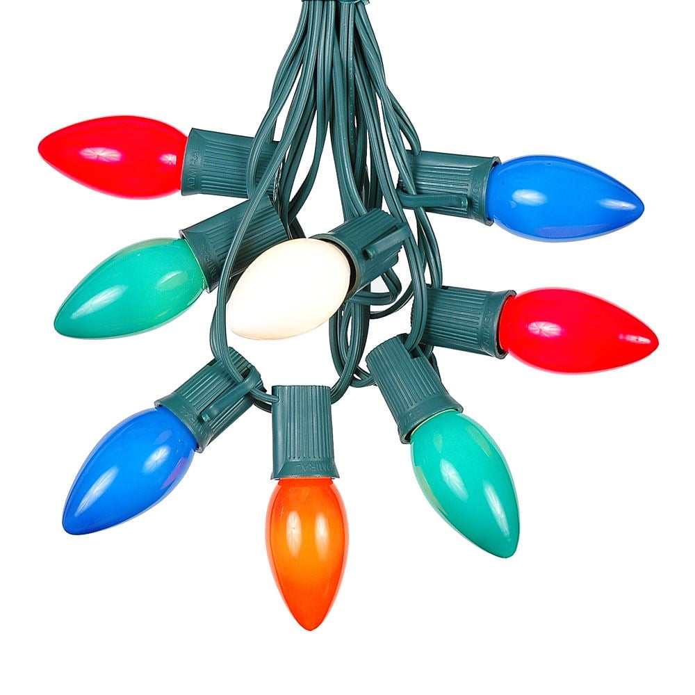 100 C9 Multicolor Opaque/Solid Color Bulbs Indoor/Outdoor Christmas Bulbs 
