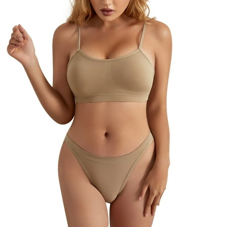 LARUYEKO Women s 2 Piece U Neck Seamless Solid Lingerie High Waist Bra and Set Insert Here Underwear Men s Underwear Briefs Big Mens Short Set Lace Garter Lingerie Set with Choker Lace Garter Set for