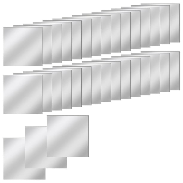 30 mini azulejos acrílicos autoadhesivos de espejo de 7,5 x 7,5 cm (3 pulgadas) cuadrados, de alta definición, ideales para manualidades.
