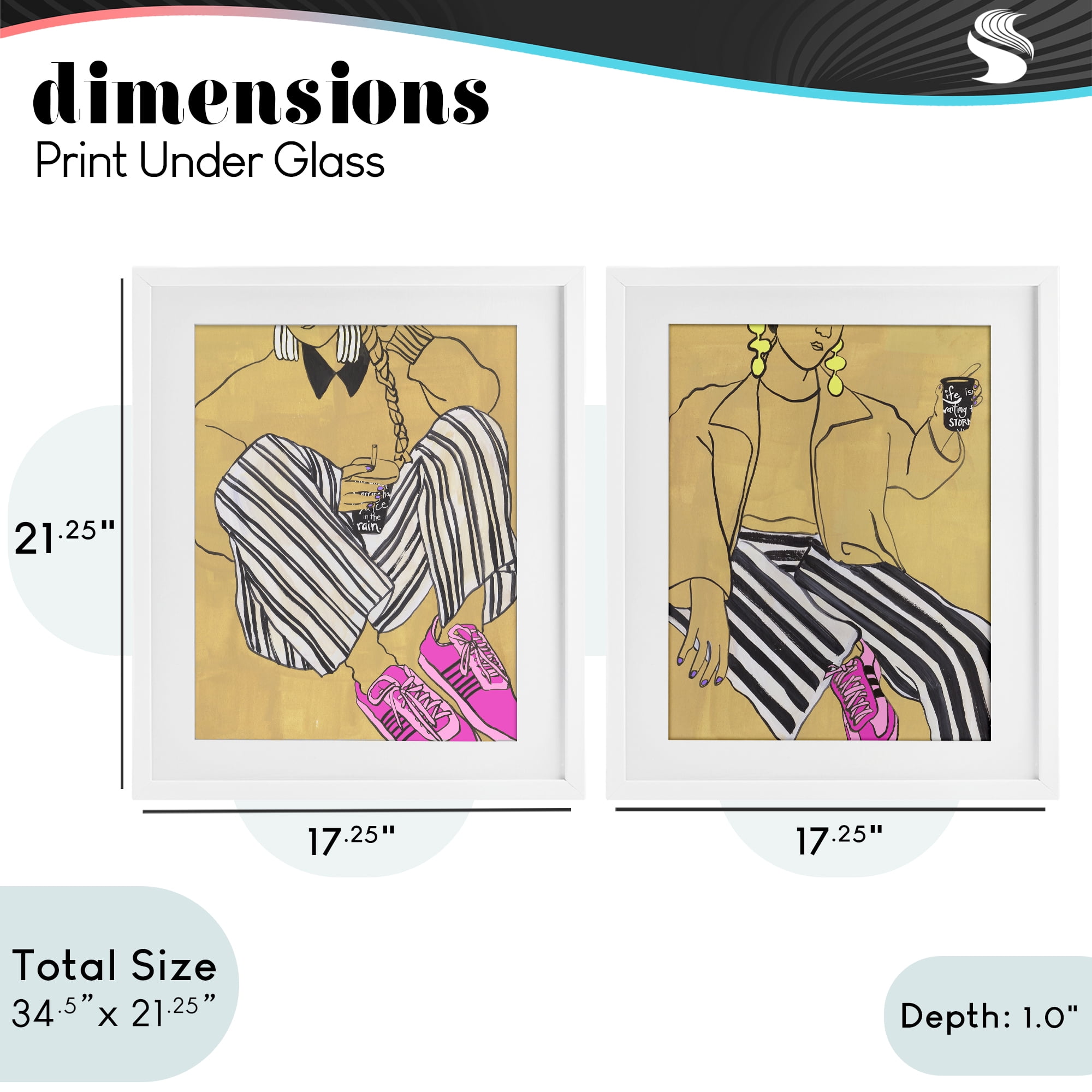 Stupell Industries Crimson Thread Fashion Poses 2 Piece White Framed Print Under Glass Set, design by Melissa Wang